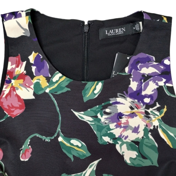 Ralph Lauren Black Label Fit and Flare Dress Pockets Floral - Picture 8 of 9